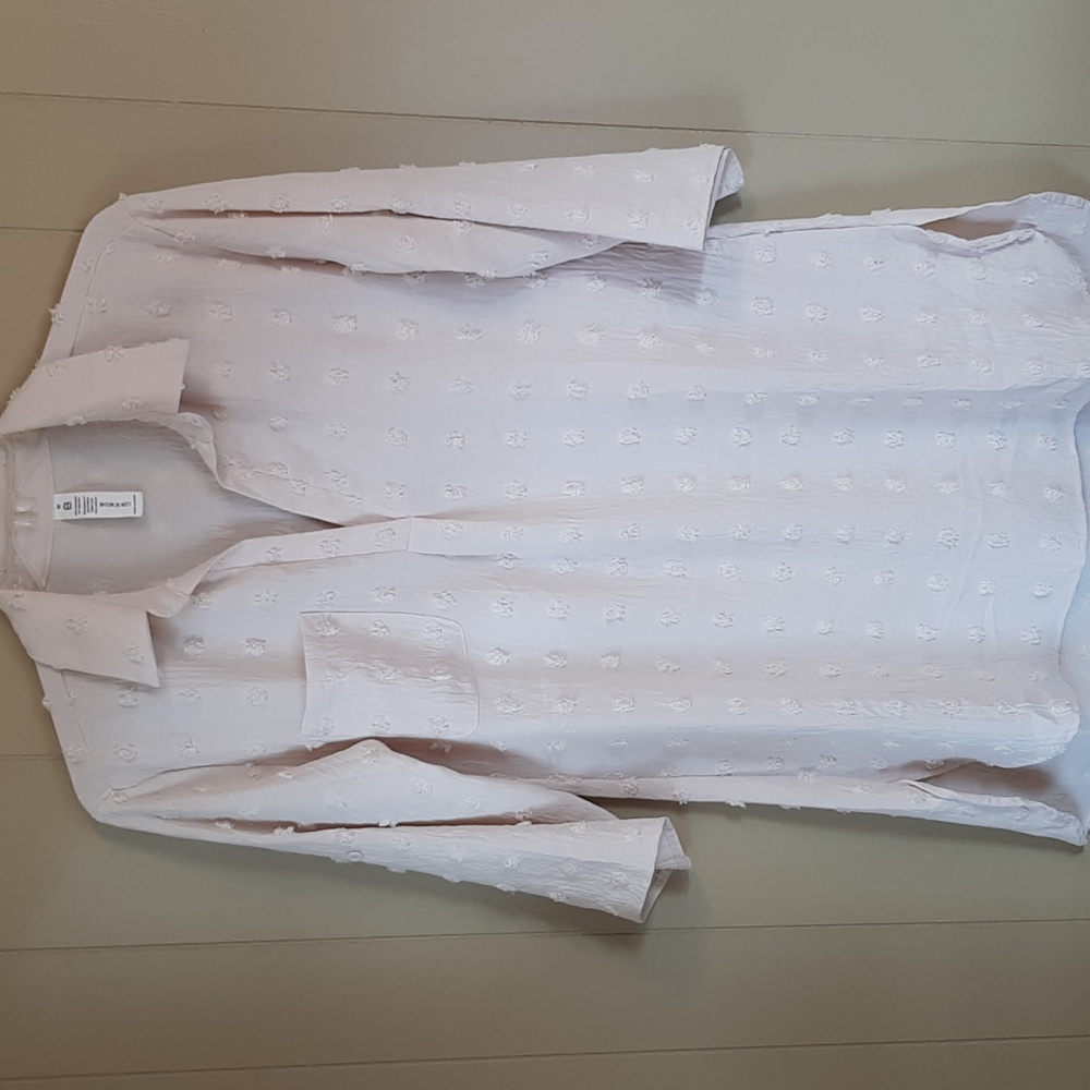 Women's M Ivory or Cream Tunic Top Vintage Style Texture Fabric